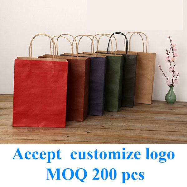 

shopping bags arrival kraft shopping paper bags gift grocery handle accept print 230223