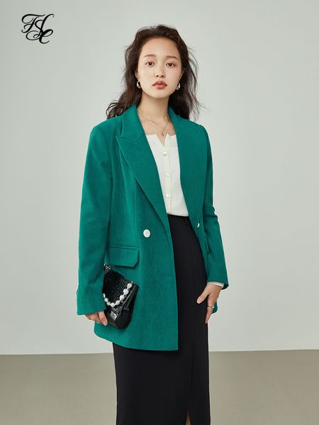 

women's suits blazers fansialen turn-down full regular sleeve blazers loose waist straight midweight jackets office lady solid double b, White;black