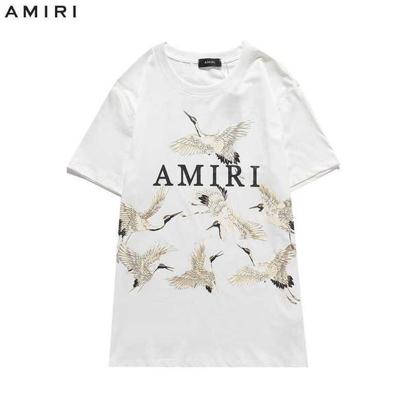 

designer t-shirts for men amriis t shirt summer peace crane short sleeve men's and women's fashion brand round neck print loose t-, White;black