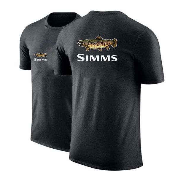 

men's polos simms fishing hight quality summer printing sport tshirts short sleeves round neck leisure breathable casual 230223, White;black