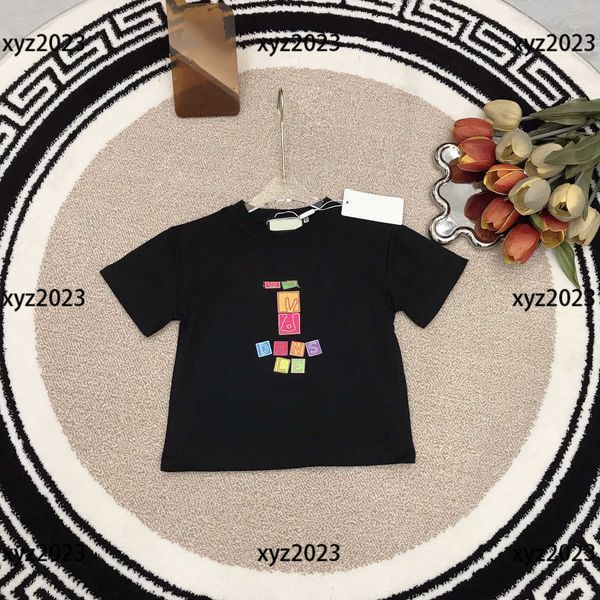 

2023 kids short sleeve baby t-shirt child clothing summer alphabet block printing cotton breathable round neck new size 100-150 cm feb20, Blue