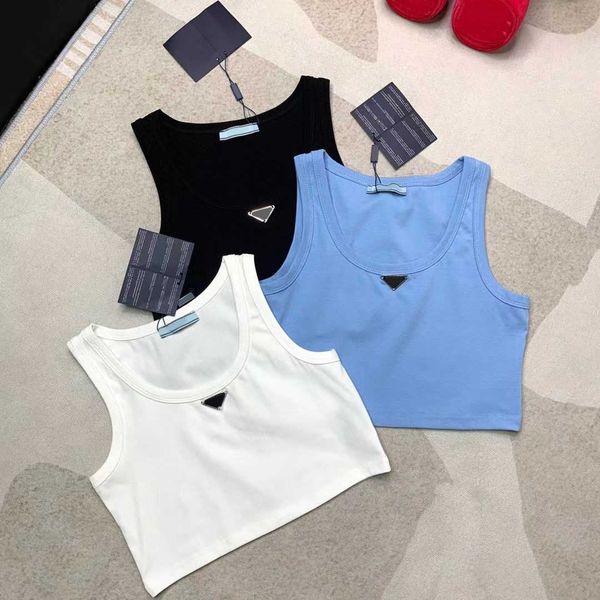 

23ss designer brand women suspender tank bare navel womens clothing, White