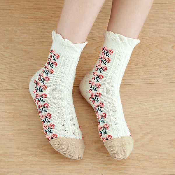 

1305 girls' socks cute three-dimensional flower female treasure medium tube socks cartoon rabbit chil1en's socks cotton spring and, Pink;yellow