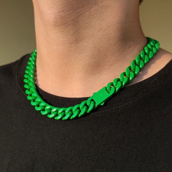 

pendant necklaces original stainless steel fashion hip hop cuban design niche ins style color couple choker 230223, Silver