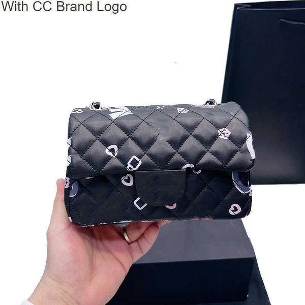 

luxury cc shoulder bags classic cf print graffiti mini flap shoulder bag fashion quilted matelasse adjustable chain women crossbody handbags