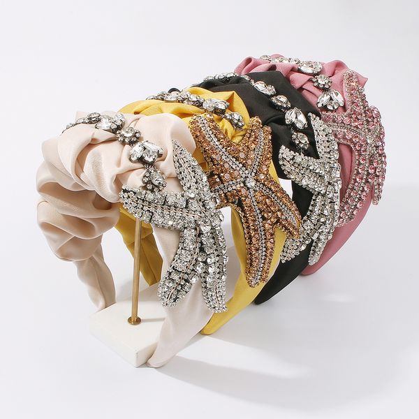 

wedding hair jewelry sea starfish headband accessories satin with glass band for women girls summer spring fashion headdress 230223, Slivery;golden
