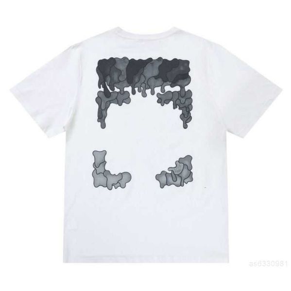 

men's fashion designer offs t shirts luxury cotton loose t-shirts casual summer short sleeves oil painting black back print arrow women, White;black