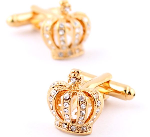 

cuff links men s luxurious crystal crown copper material golden color 230223, Silver