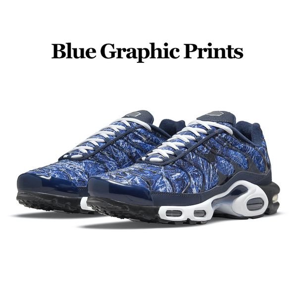 blue graphic prints