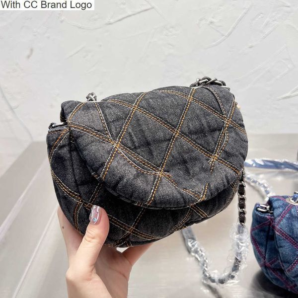 

luxury cc shoulder bags classic flap mini shoulder bags denim diamond lattice handbags france brand women silver metal hardware crossbody ba