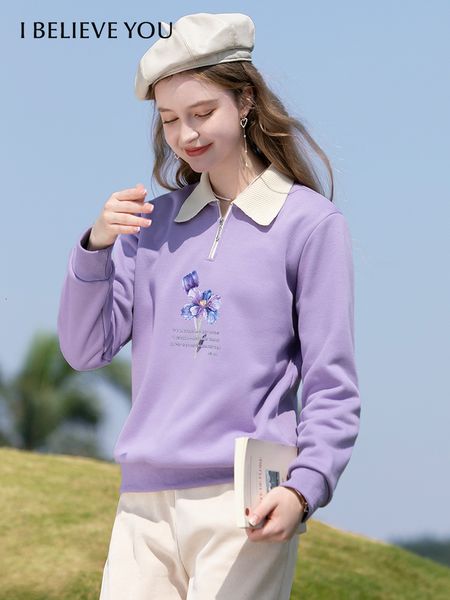 

women's hoodies sweatshirts i believe you polo collar hoodie women clothing 2023 spring elegant pullover long sleeves printed clothes 2, Black