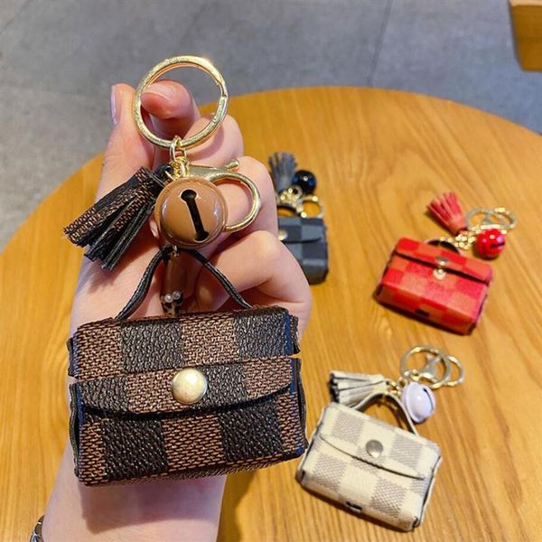 

creativity presbyopia leather cartoon keychain coin purse headset mini school bag design tassel key ring pu leather car keychains jewel215f, Silver
