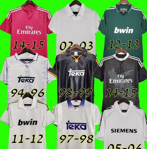 

finals real madrids retro soccer jersey football guti ramos hierro seedorf figo carlos 13 14 15 16 17 zidane ronaldo raul redondo 94 95 96 9, Black;yellow
