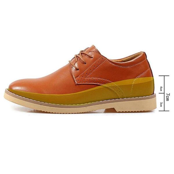 

dress shoes 7 cm taller men leather casual fashion sneaker height increasing leisure flats gentleman wedding for 230223, Black