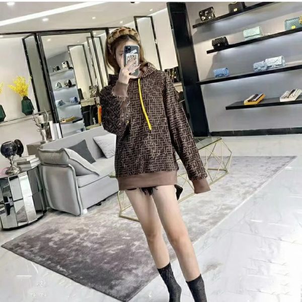 

22ss designer hoodie mens sweatshirt fen round neck long sleeve tshirt man double f jacquard pullover women coat, Black
