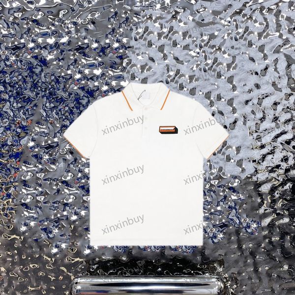 

xinxinbuy men designer tee t shirt 23ss england letter embroidery short sleeve cotton women white black khaki grey xs-l, Black;brown