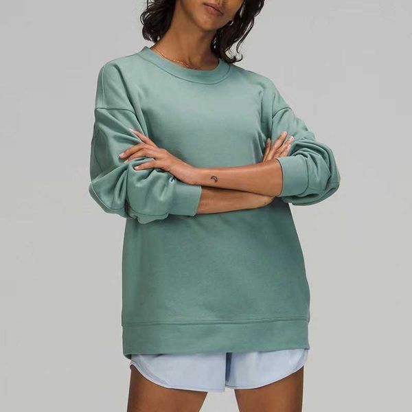 

lu-088 perfectly oversized women's yoga sweatshirt streetwear women baggy sweater sweatshirt, Black