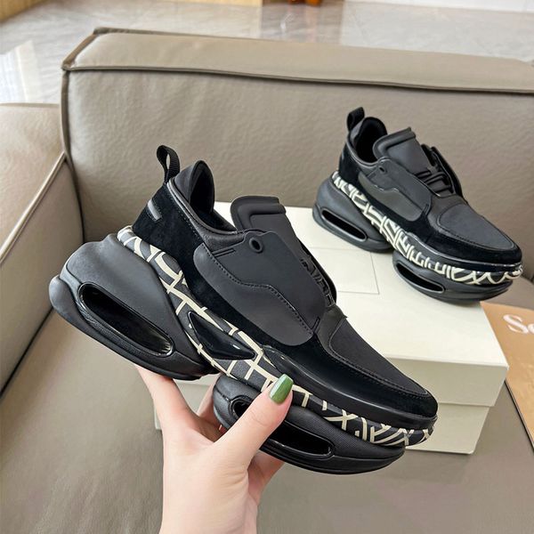 

23ss mens womens shoes spaceship sneakers fashion casual sports shoes thick sole plate-forme print luxury metal decorative trainers with box, Black