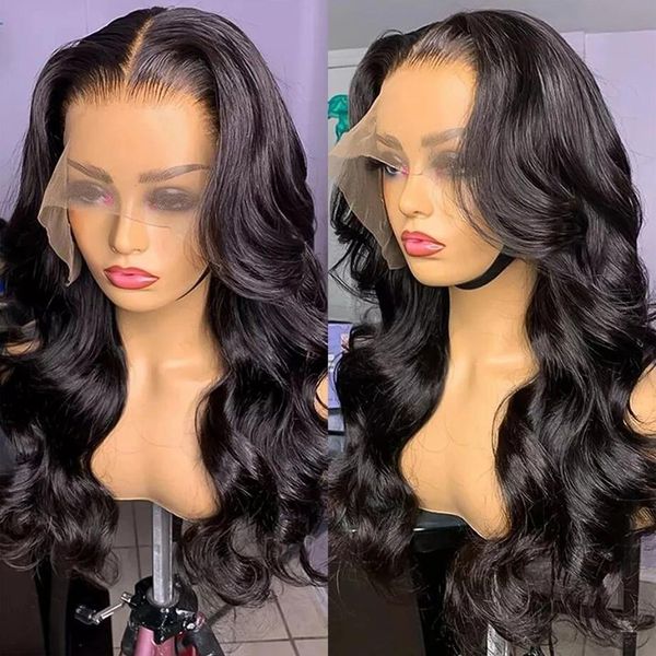 

hd lace frontal wig pre plucked body wave lace front wig 250 density brazilian lace closure wig human hair wigs remy, Black