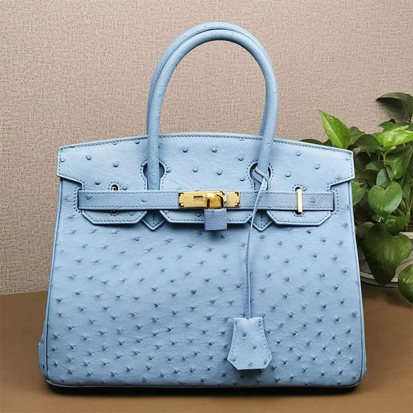 

tote h erme birkin bags wind ostrich pattern cow leather bag for women new style fashionable foreign style texture shoulder small handbag 20