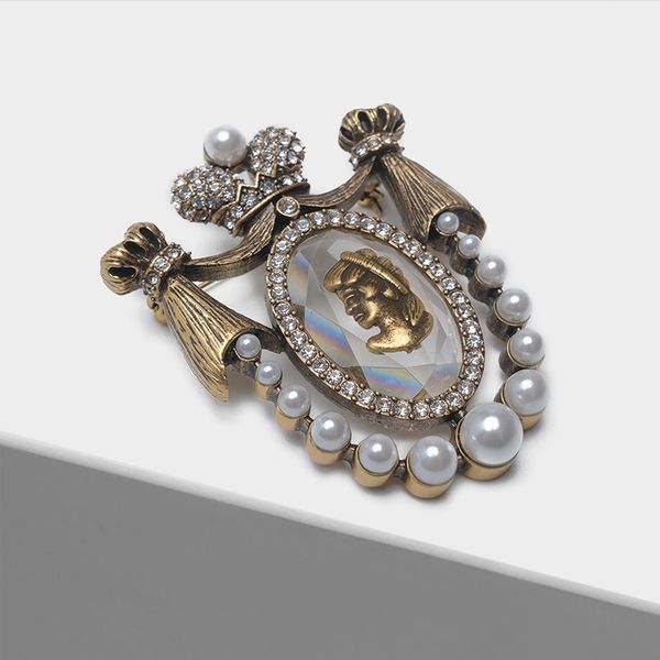

pins brooches amorita boutique princess design pins court european retro pearl vintage brooch 230223, Gray