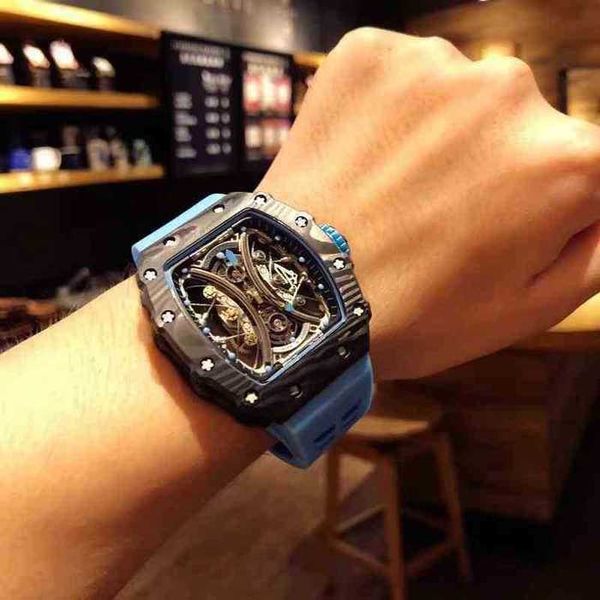 

female luxury hollow mens mechanics student watch richa waterproof swiss imported millerwatch male mechanical luminous milles r wine water, Black;brown