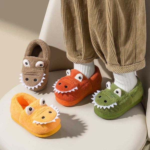 

sneakers non-slip children home slippers baby warm cotton indoor shoes 2022 winter cartoon dinosaur kids slippers boys girls flops soft l230, Black;red