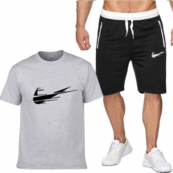 

men's designer t shirt tracksuit summer short sleeve t-shirt shorts fashion suit brand casual mens shorts clothing sweatsuit sportswear, Gray