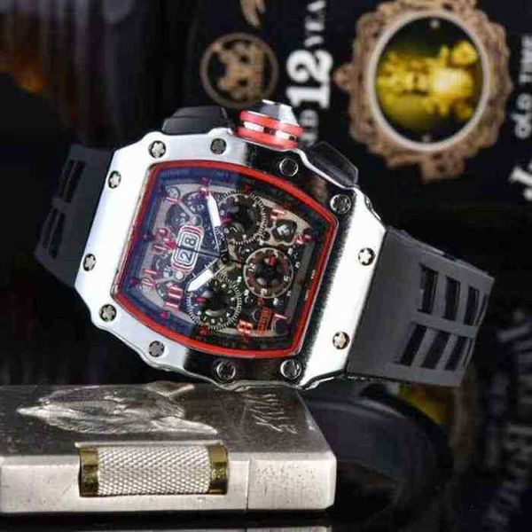 

trendy multifunctional silicone richa luxury man personalized wine bucket mens milles carbon fiber ceramic mechanics tape watch 511x, Black;brown