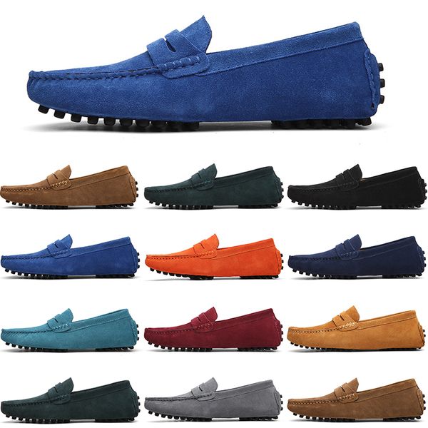 

men casual shoes mens slip on lazy suede leather shoe big size 38-47 green, Black