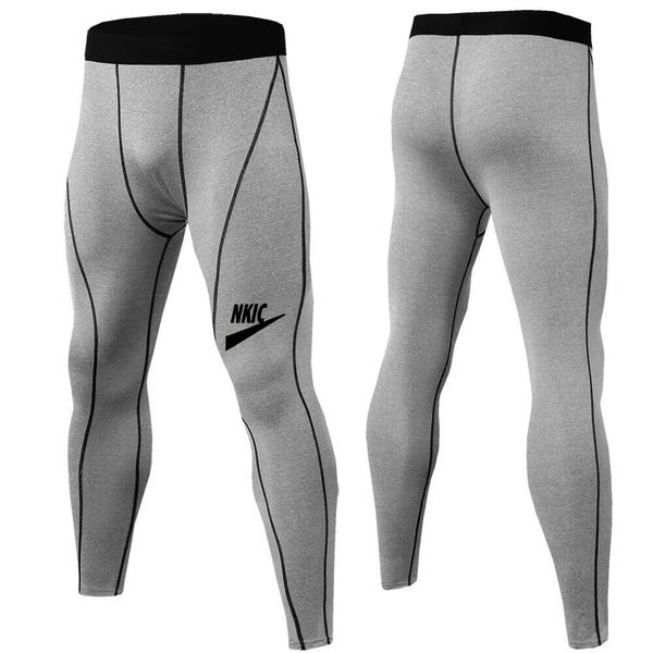 

new compression running pants hombre sport leggings for men sport legging splicing fabric craft fitness training pants men slim, Black
