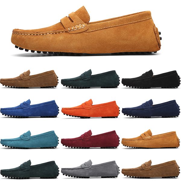 

men casual shoes mens slip on lazy suede leather shoe big size 38-47 black