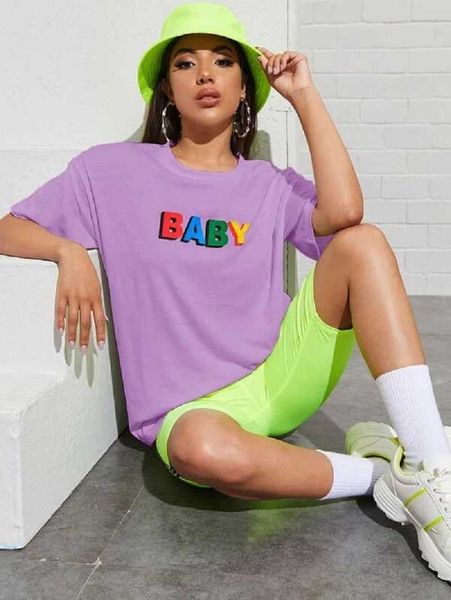 

women's t-shirt baby cotton t-shirt female t shirt baby letters printed short sleeves tumblr cute 90s fashion women tees loose l230223, White