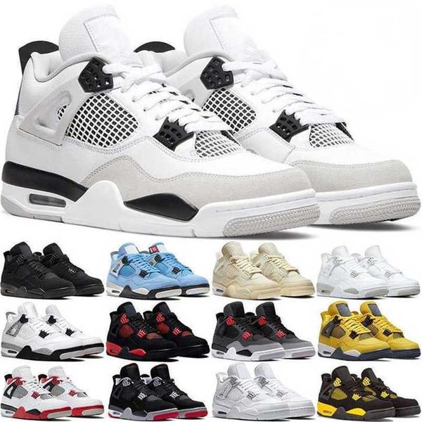 

4 4s retro basketball shoes military black cat university blue sail white oreo red thunder bred cement men women sports trainer sneakersjqjl