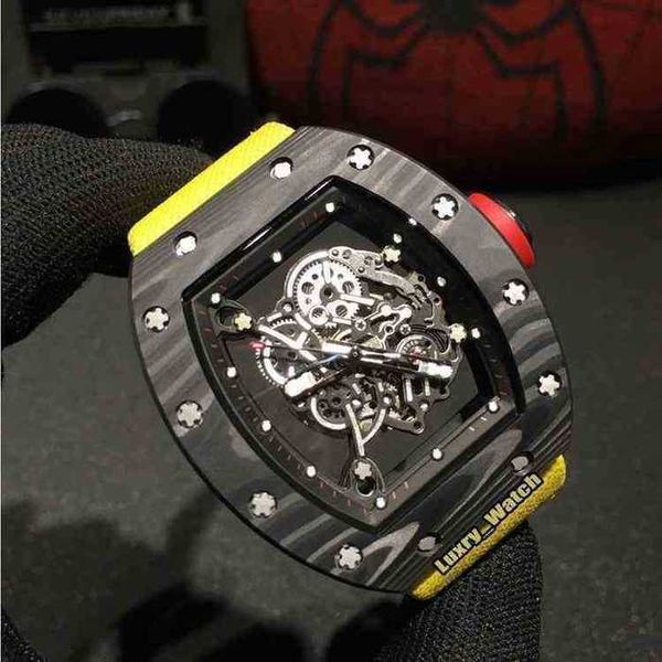 

strap luxury fiber mens mechanics canvas watch richa case skeleton automatic es mechanical sapphire nylon men ntpt sport whole carbon lg1k, Black;brown