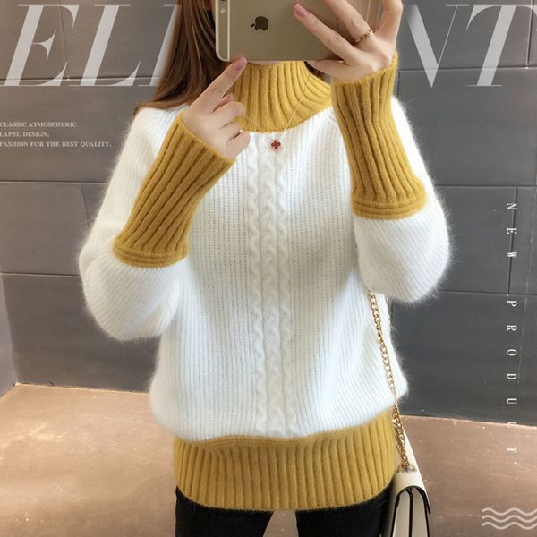 

women's sweaters autumn winter knitted sweater women korean fashion loose lazy short long sleeve sweaters pullovers female 230223, White;black