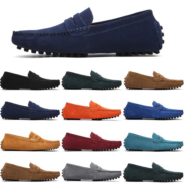 

men casual shoes mens slip on lazy suede leather shoe big size 38-47 nude, Black