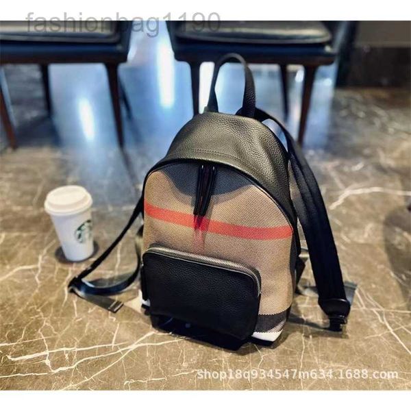 

shoulder new tote designer handbags burbrerys leather double womens bag 2023 new wild pajia canvas plaid contrast large capacity backpack 69
