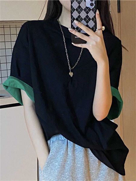 

women's t-shirt alien kitty summer 2022 women short sleeves patchwork sweet tees fashion ol slim t-shirts all match streetwear new casu, White
