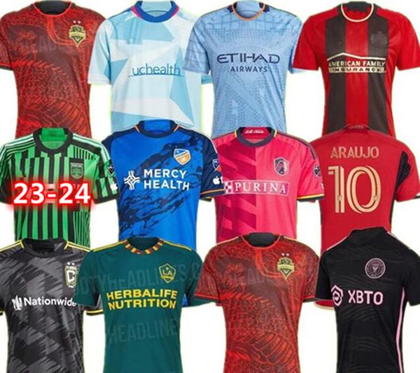 

chicago 2023 2024 lafc inter la galaxy soccer jerseys atlanta 23 24 united austin fc new york city red cincinnati miami portland los atlanta, Black;yellow