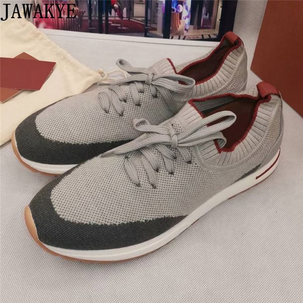 

dress shoes jawakye designer knitted sneakers elastic flat loafers casual business for men light weight tracking sneakr 230223, Black