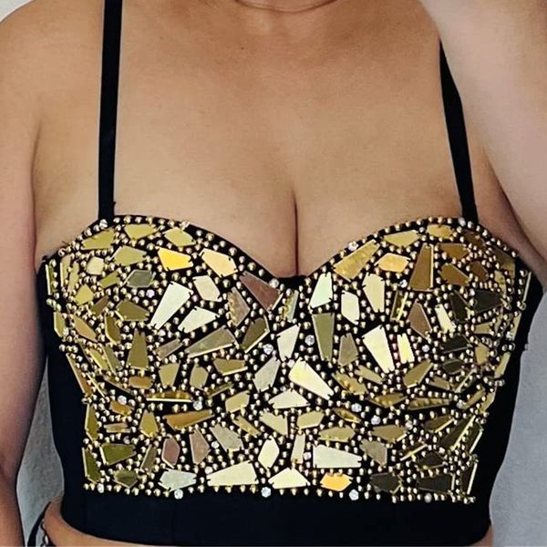 

women's tanks camis fashion festival crop sequined party push up bustier tank woman clothes bra club ladies corset bralette 230223, White
