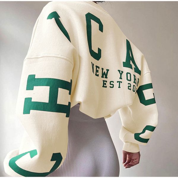 

women's hoodies sweatshirts casual print letters sweatshirt fleece long sleeve female pullover autumn winter streetwear lady 230223, Black