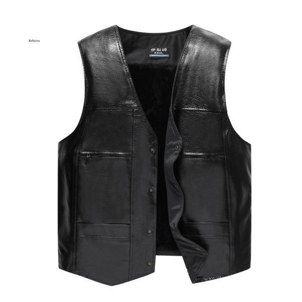 

men's vests more pu leather fashion vneck warm 230223, Black;white