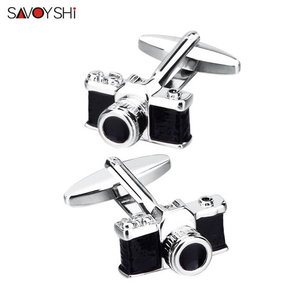 

cuff links savoyshi novelty camera links for mens shirt buttons enamel links brand jewelry groom wedding gift 230223, Silver