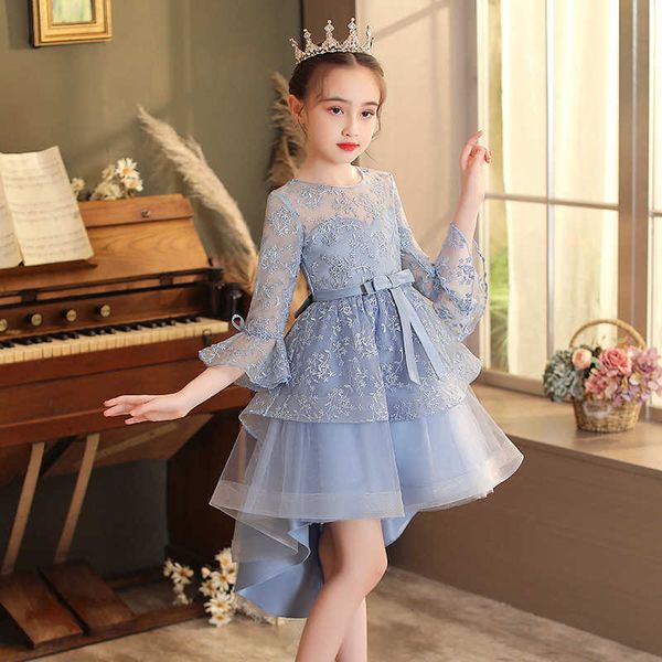 

girl's dresses new year children dress pearls flower girls wedding princess dress kids dresses for girls party lace long sleeve infant, Red;yellow