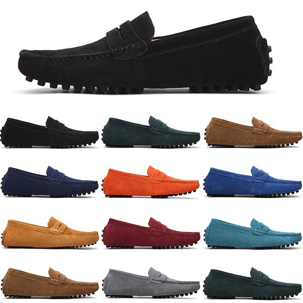 

men casual shoes mens slip on lazy suede leather shoe big size 38-47 watermelon, Black