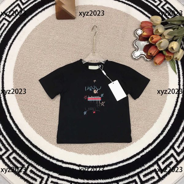 

luxury kids short sleeve baby t-shirt child clothing summer cartoon letter design print breathable round neck new size 100-150 cm, Blue