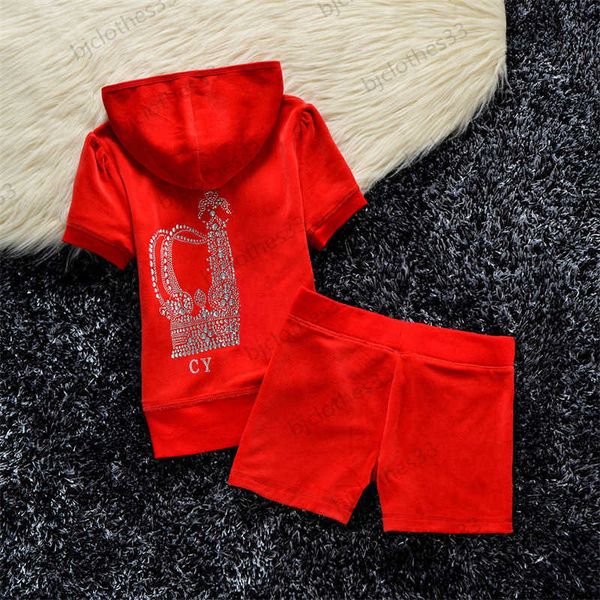 

womens two piece pants fashion brand tracksuits logo drill short sleeve slim match elastic-waisted sport shorts 6 colors women clothes desi, White