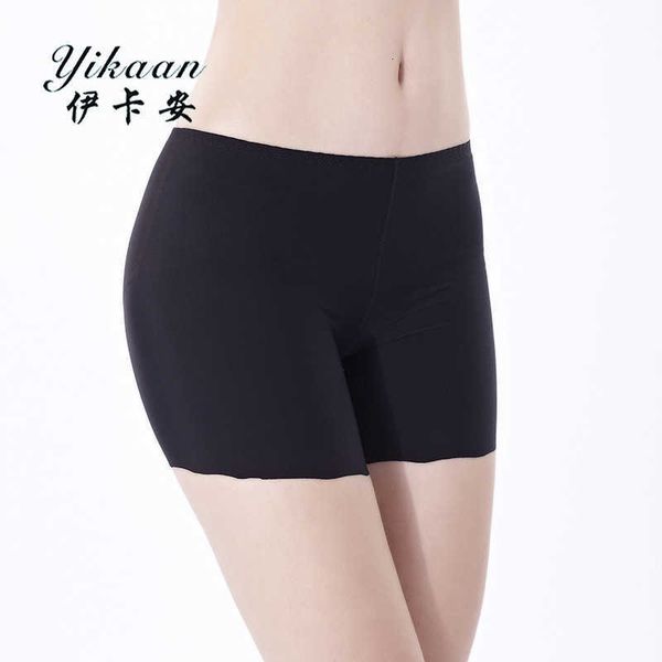 

women's safety pants medium waist thin ice silk flounced underwear one piece traceless women's three-point bottoming anti light, Black;white